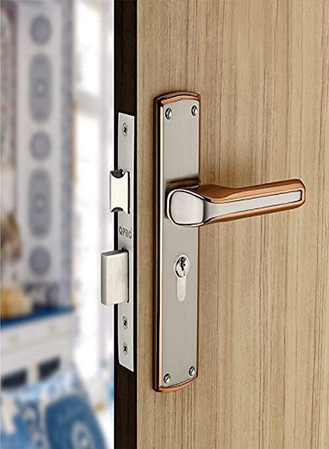 QPRO® Mortise Door Handle Set with Lock Body | 3 Reversible Computer Brass Keys for Bathroom, Bedroom, Living Room's Door(Rose Gold Finish,HH - 704, C.Y, 70 MM O.S.K Brass Cylinder) - Image 1